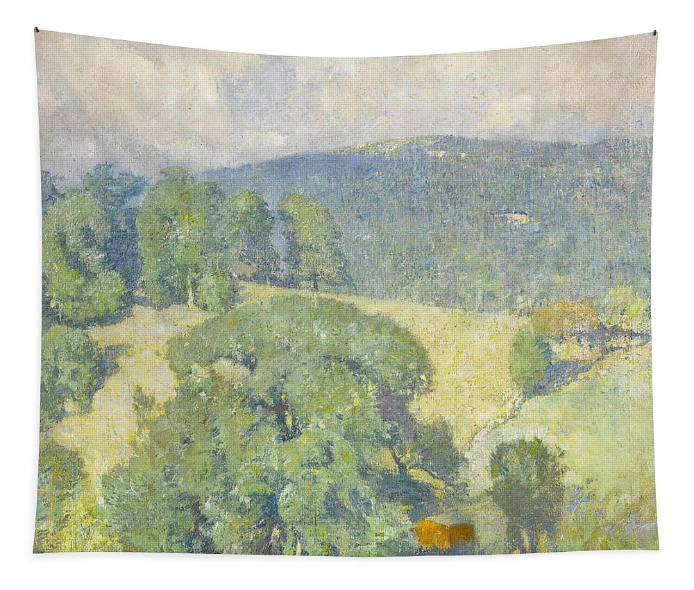 Emil Carlsen Tapestry featuring the painting Connecticut Hillside by Emil Carlsen