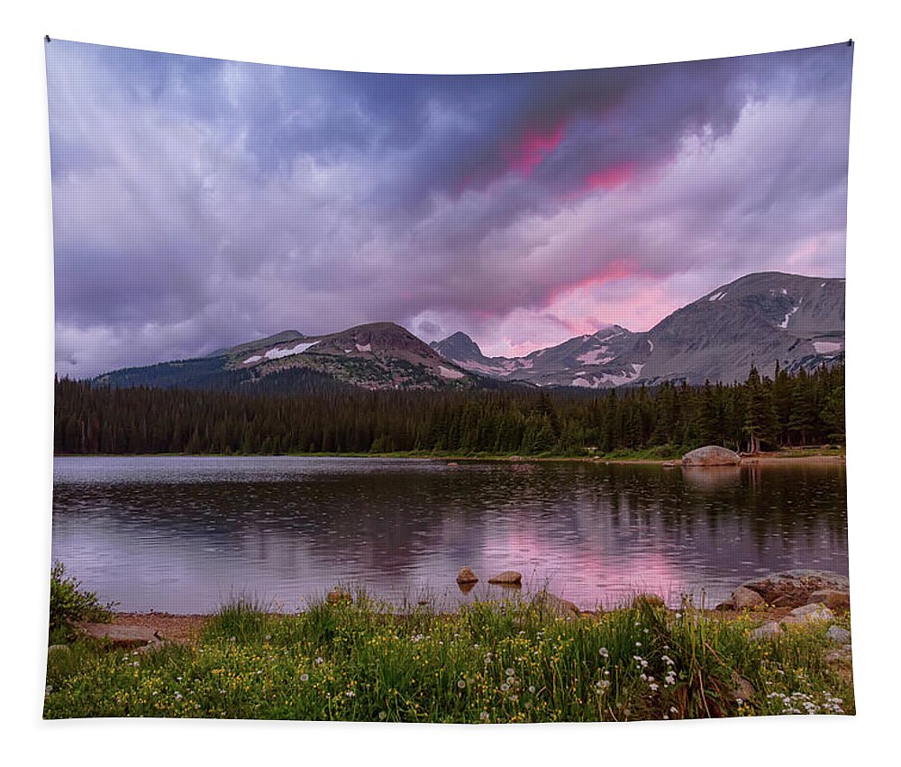 Continental Divide Tapestry featuring the photograph Continental Divide Stormy Rainy Sunset Sky by James BO Insogna