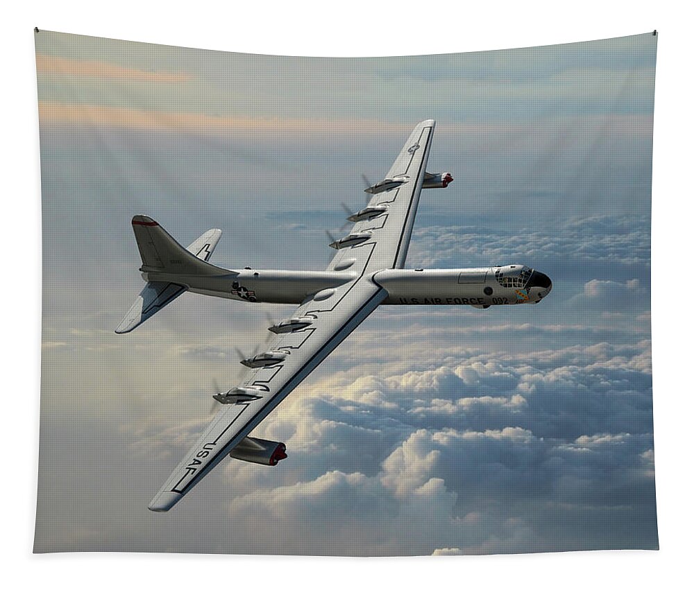 U.s. Air Force B-36 Bomber Tapestry featuring the digital art Convair RB-36F Peacemaker by Erik Simonsen