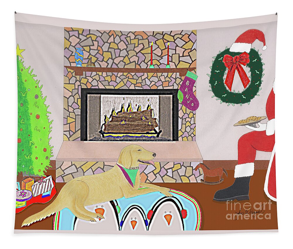 Christmas Tapestry featuring the drawing Cookies for Banjo by John Wiegand