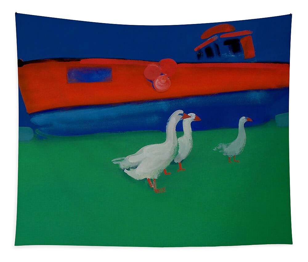 Geese Tapestry featuring the painting Cool And Dry by Charles Stuart