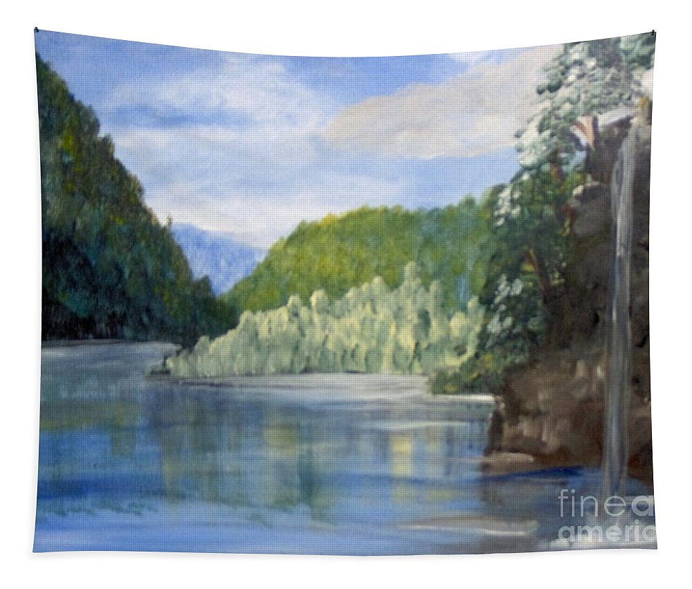 Landscape Tapestry featuring the painting Cool Water by Saundra Johnson