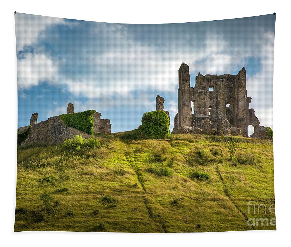 Corfe Castle Tapestry featuring the photograph Corfe Castle by Brian Jannsen
