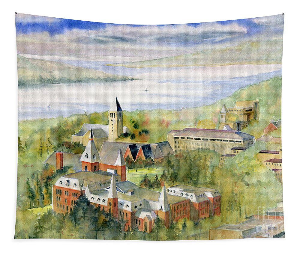 Cornell University Tapestry featuring the painting Cornell University by Melly Terpening