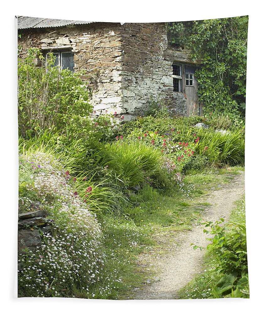 Cornwall Tapestry featuring the photograph Cornwall Cottage by Peggy Dietz