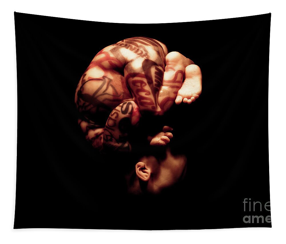 Banksy Tapestry featuring the photograph Corporations over foetus by Stefano Senise