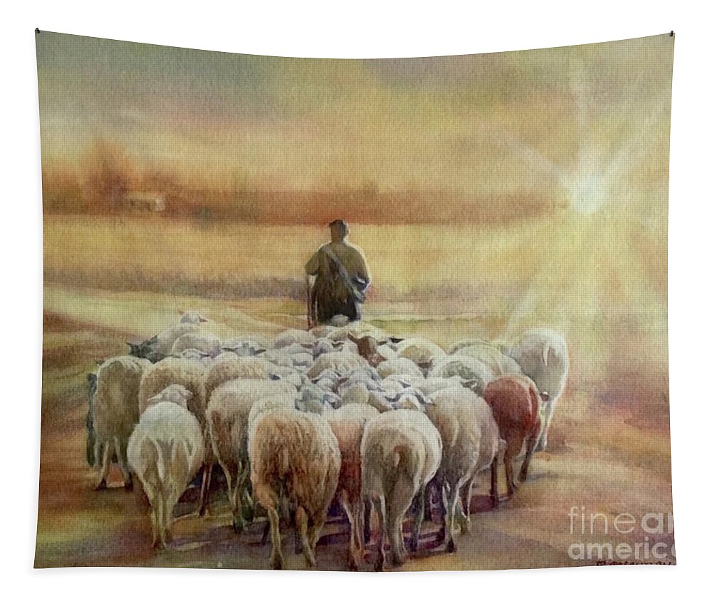 Mouton Tapestry featuring the painting Correze by Francoise Chauray