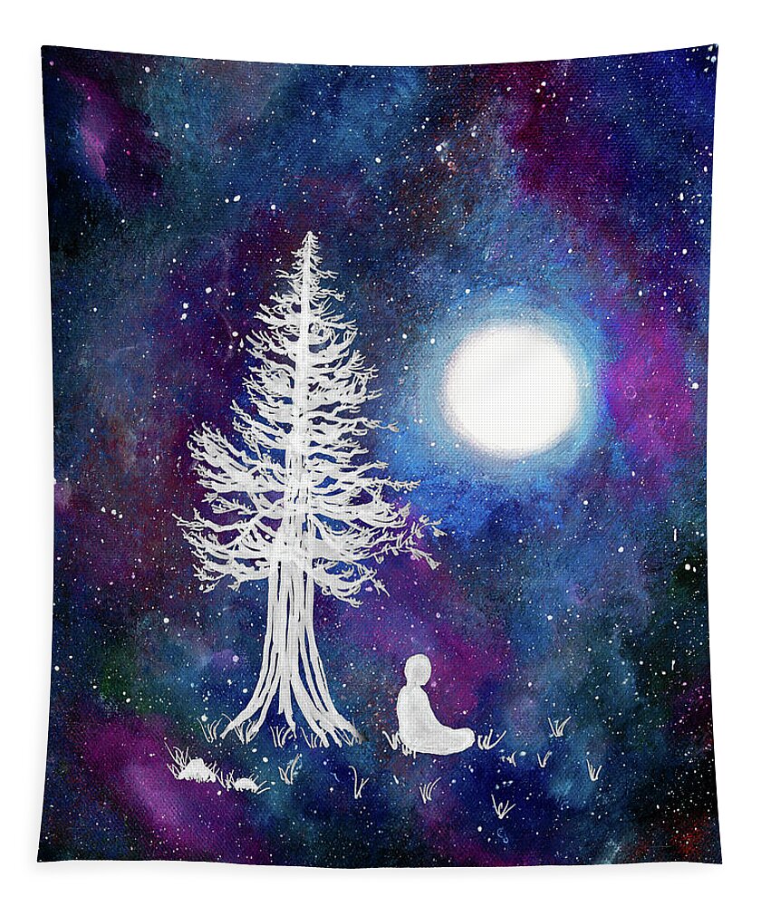 Zenbreeze Tapestry featuring the painting Cosmic Buddha Meditation by Laura Iverson