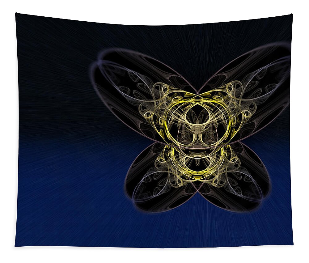 Glow Tapestry featuring the digital art Cosmic Butterfly in Space Zoom by Pelo Blanco Photo
