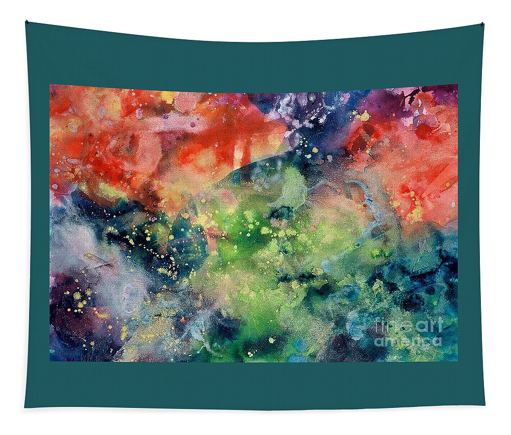 Abstract Tapestry featuring the painting Cosmic Clouds by Lucy Arnold