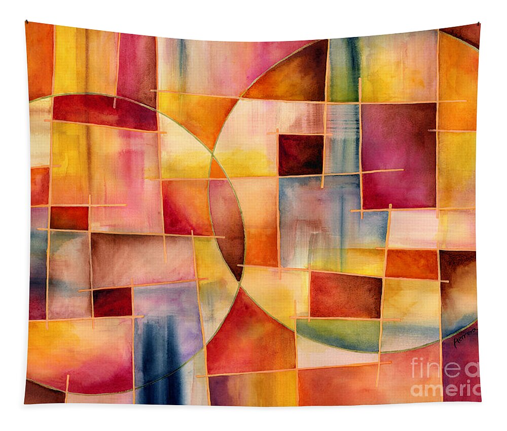 Abstract Tapestry featuring the painting Cosmopolitan 1 by Hailey E Herrera
