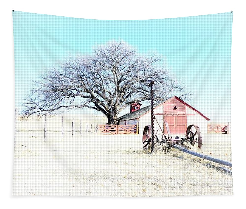 Rural Landscape Tapestry featuring the photograph Cottonwood Ranch by Merle Grenz