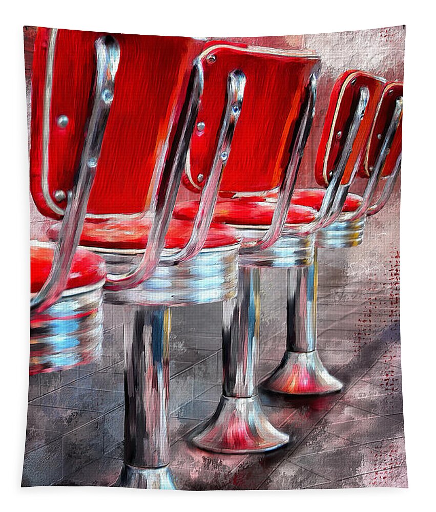 Diner Tapestry featuring the digital art Counter Seating Available by Lois Bryan