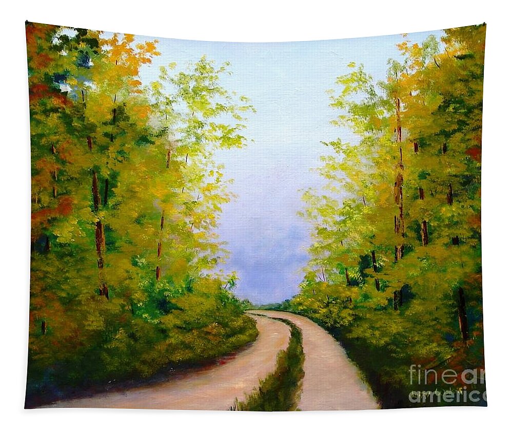Landscape Tapestry featuring the painting Country Road by Jerry Walker
