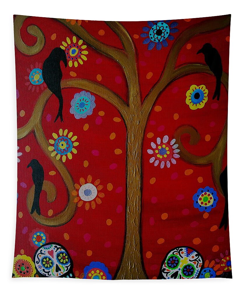 Tree Tapestry featuring the painting Couple Day Of The Dead by Pristine Cartera Turkus