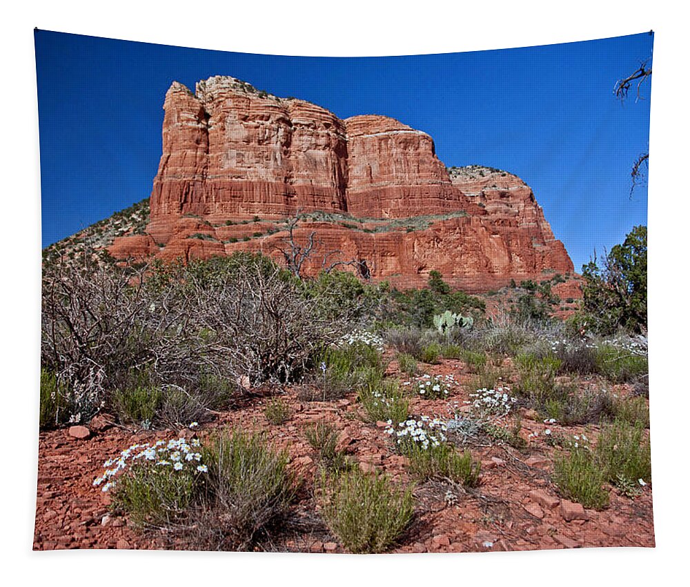 Photography By Suzanne Stout Tapestry featuring the photograph Courthouse Butte by Suzanne Stout