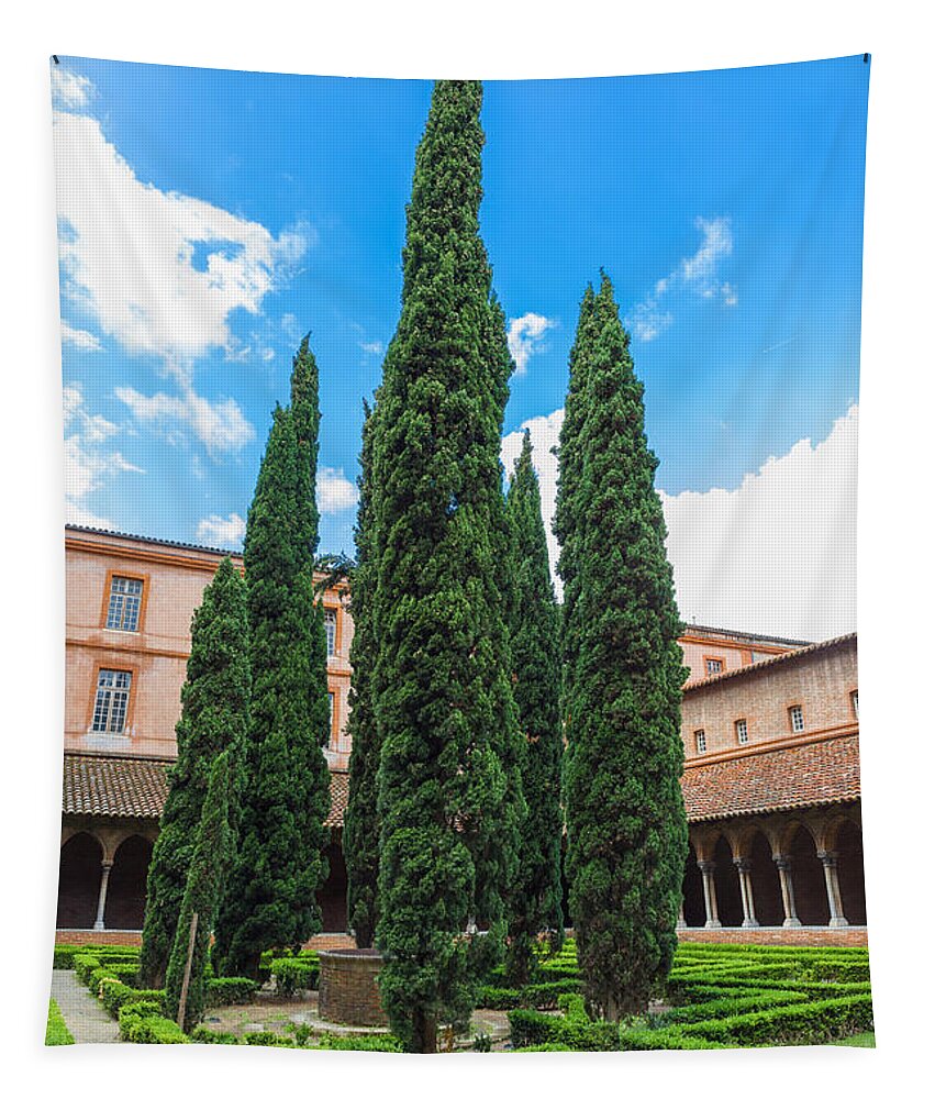 Arches Tapestry featuring the photograph Courtyard insde Eglise des Jacobins or Church of the Jacobins by Semmick Photo