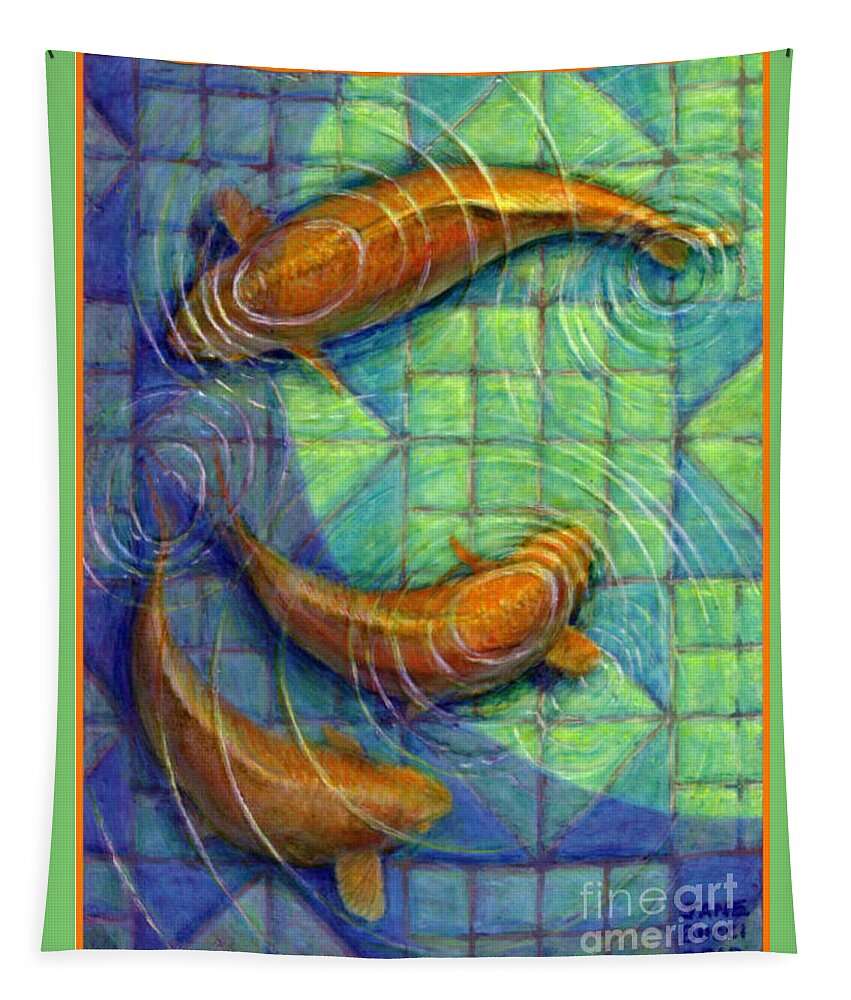 Occupy China Tapestry featuring the painting Coy Koi by Jane Bucci