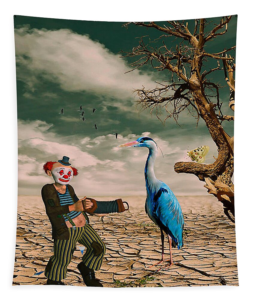 Fun Tapestry featuring the digital art Cracked III - The Clown by Chris Armytage