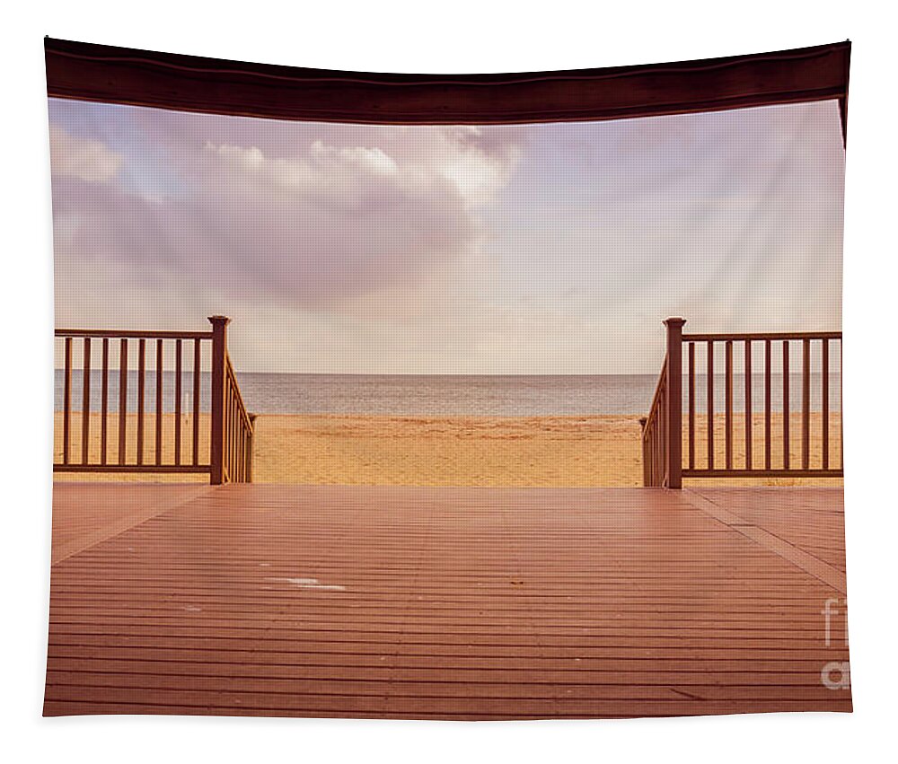 Cape Cod Tapestry featuring the photograph Craigville Beach Centerville Cape Cod Deck Wide by Edward Fielding