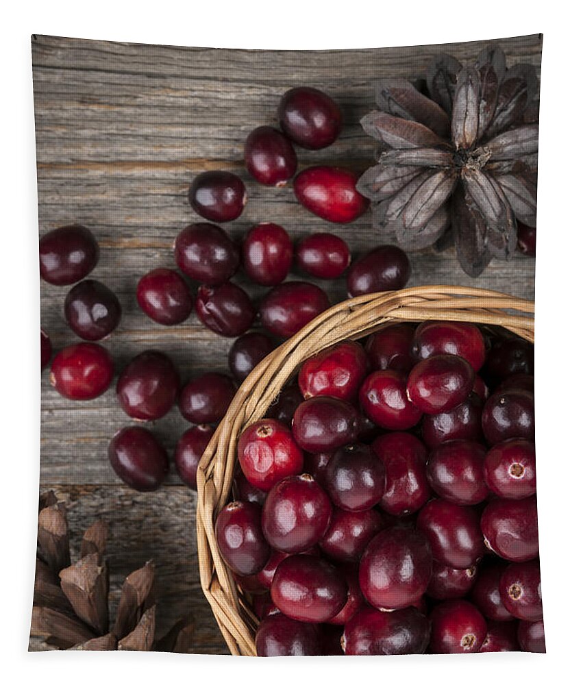 Cranberry Tapestry featuring the photograph Cranberries in basket 4 by Elena Elisseeva