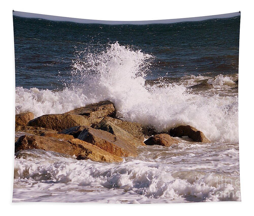 Seascape Tapestry featuring the photograph Crashing Surf by Eunice Miller