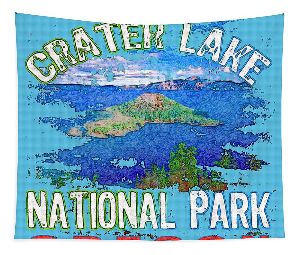 Crater Lake National Park Tapestry featuring the digital art Crater Lake National Park by David G Paul