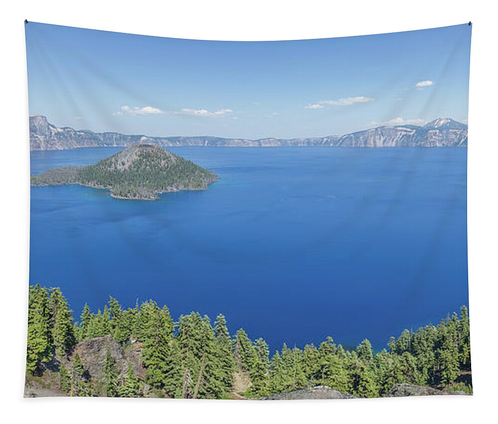 Crater Lake National Park Tapestry featuring the photograph Crater Lake Panoramic by Paul Schultz