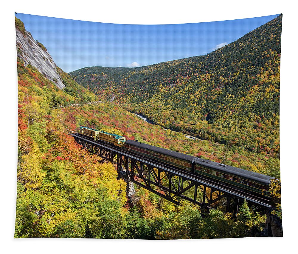 Crawford Tapestry featuring the photograph Crawford Autumn Train Trestle by Chris Whiton