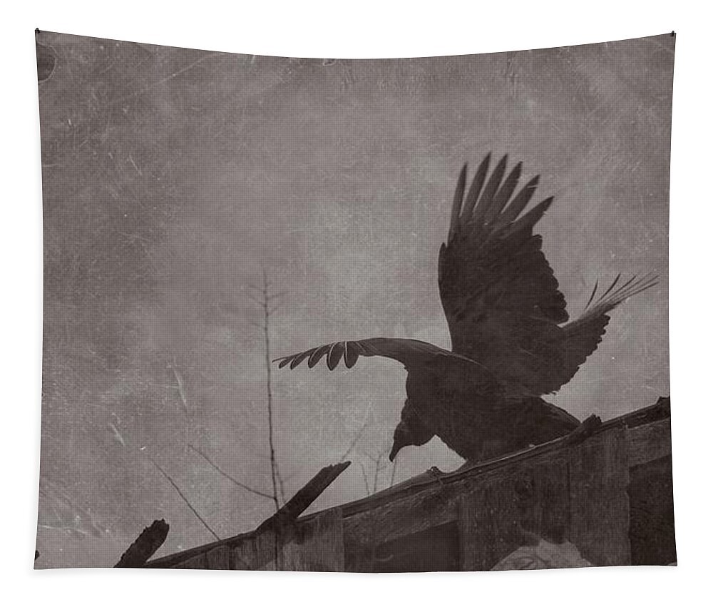 Wildlife Tapestry featuring the photograph Creepy Buzzard by John Benedict
