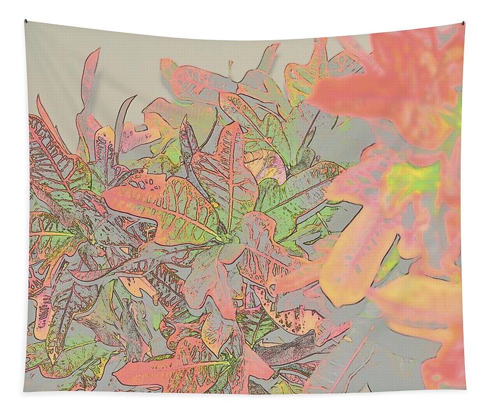 Linda Brody Tapestry featuring the digital art Croton Leaves II Pastel by Linda Brody