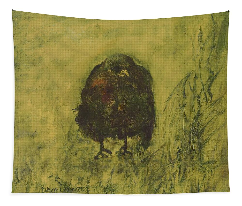 Bird Tapestry featuring the painting Crow 26 by David Ladmore