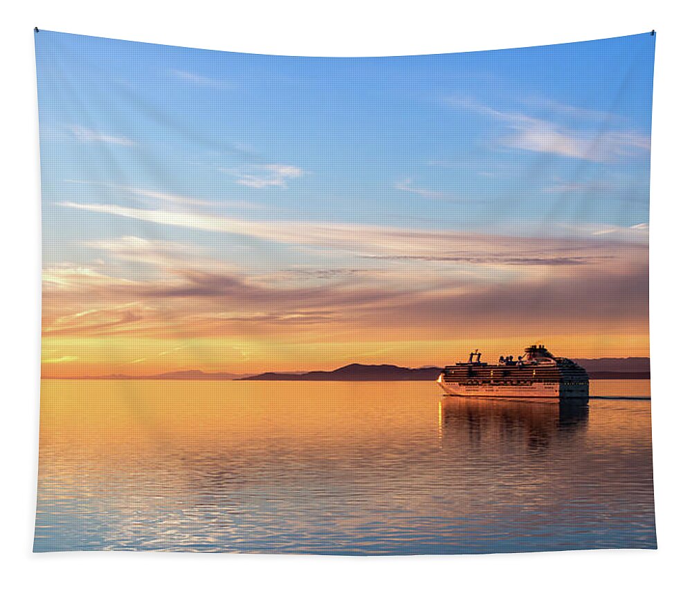 Sky Tapestry featuring the photograph Cruising into the Sunset by Ed Clark