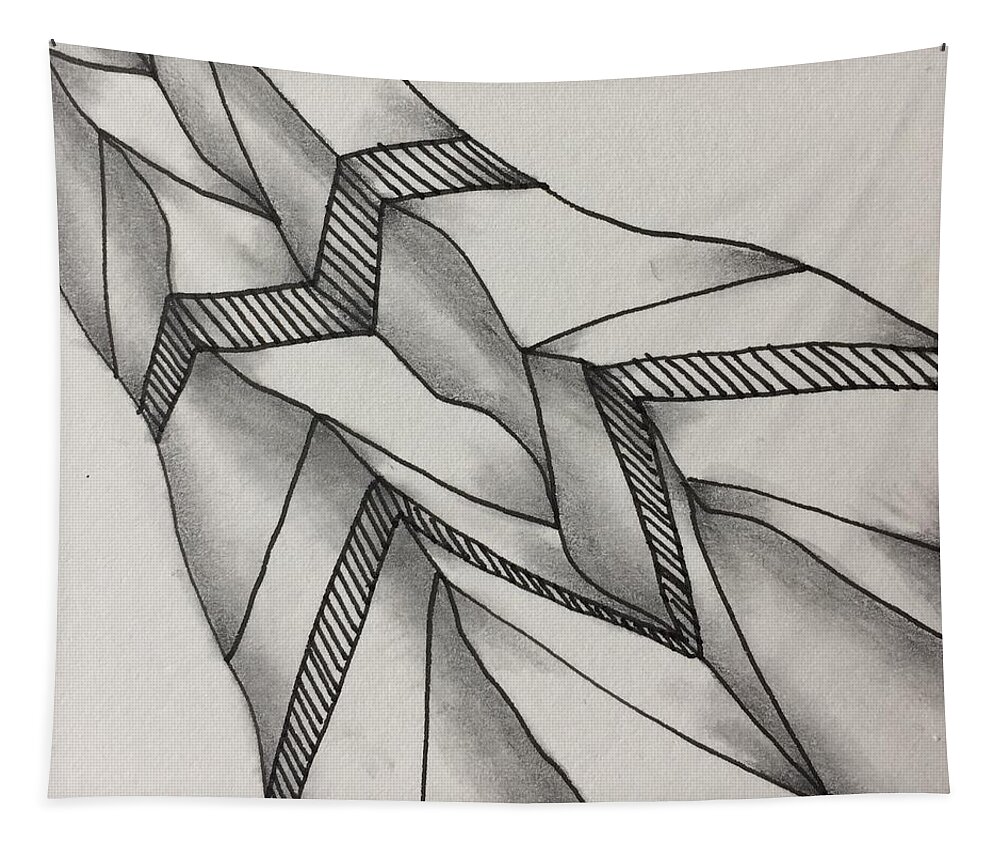 Zentangle Tapestry featuring the drawing Crumpled by Jan Steinle