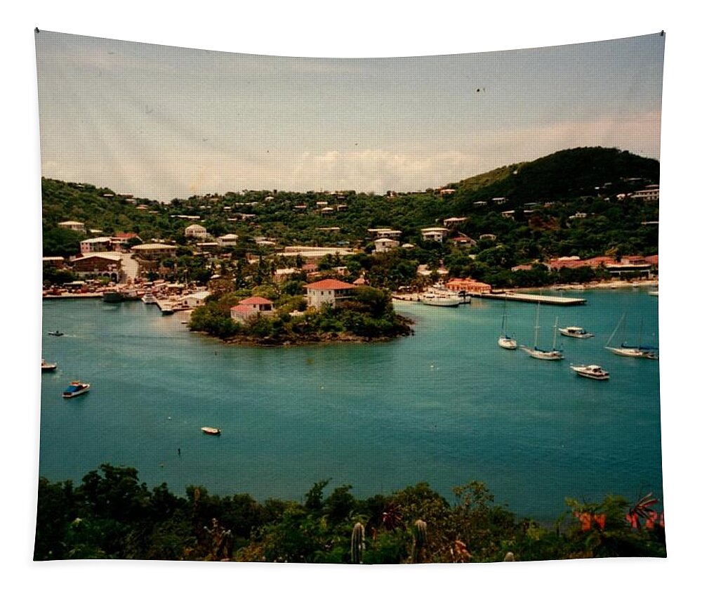 Caribbean Tapestry featuring the photograph Cruz bay harbor 94' by Robert Nickologianis