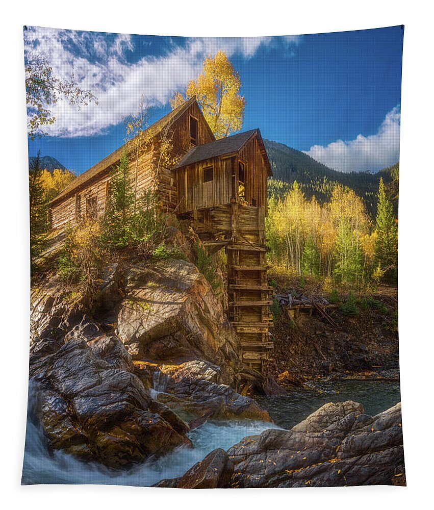 Old Mill Tapestry featuring the photograph Crystal Mill Morning by Darren White