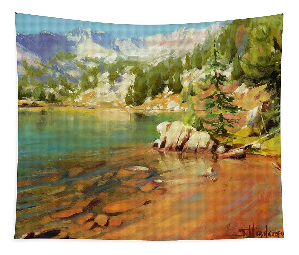 Mountain Tapestry featuring the painting Crystalline Waters by Steve Henderson