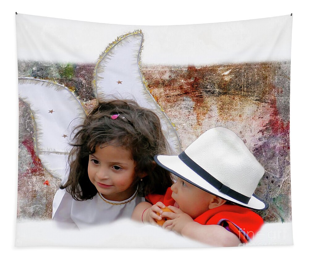Angel Tapestry featuring the photograph Cuenca Kids 1031 by Al Bourassa