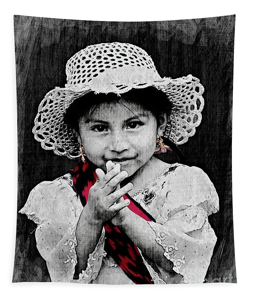 Girl Tapestry featuring the photograph Cuenca Kids 1058 by Al Bourassa