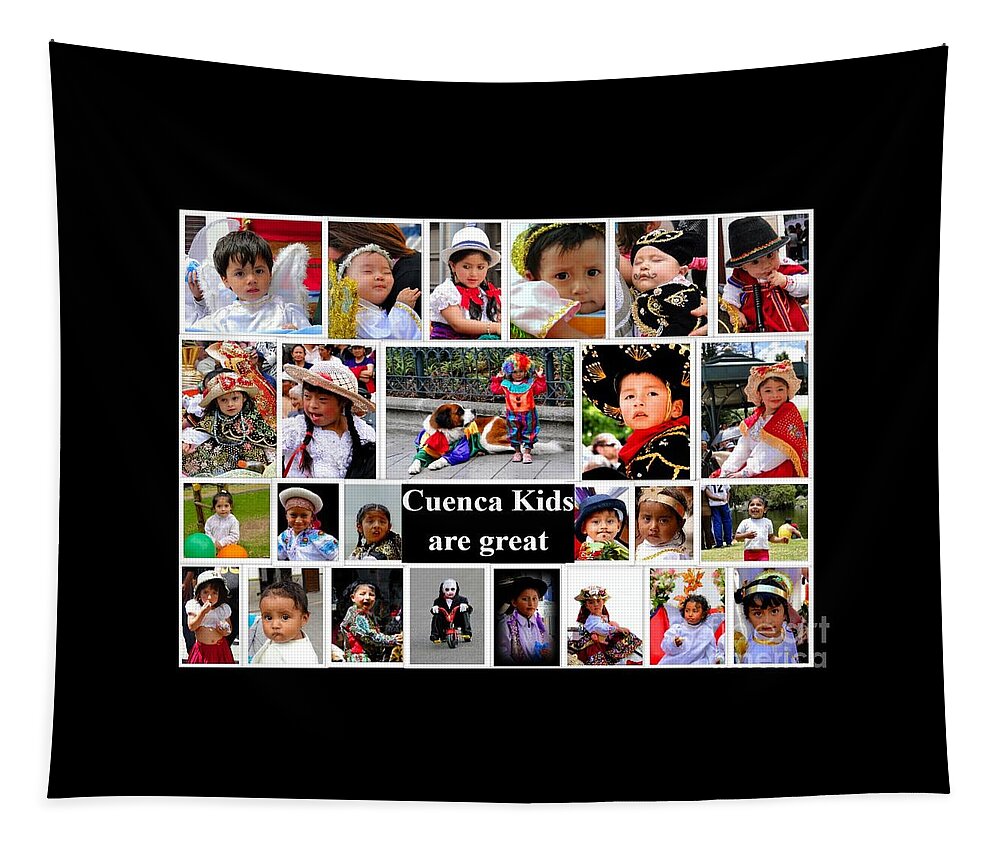 Photo Tapestry featuring the photograph Cuenca Kids Collage by Al Bourassa