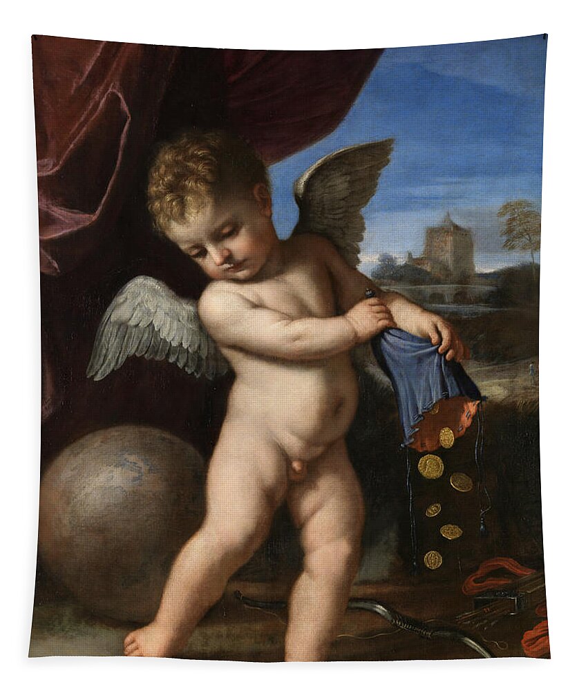 Guercino Tapestry featuring the painting Cupid spurning riches by Guercino