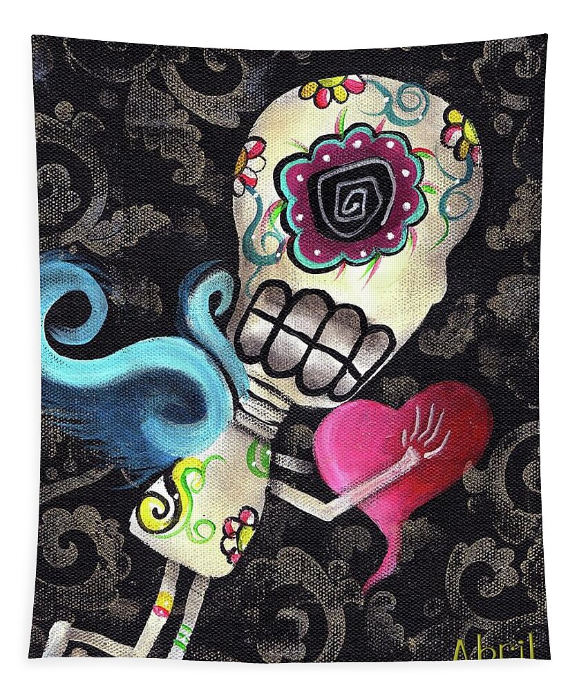 Day Of The Dead Tapestry featuring the painting Cupido by Abril Andrade