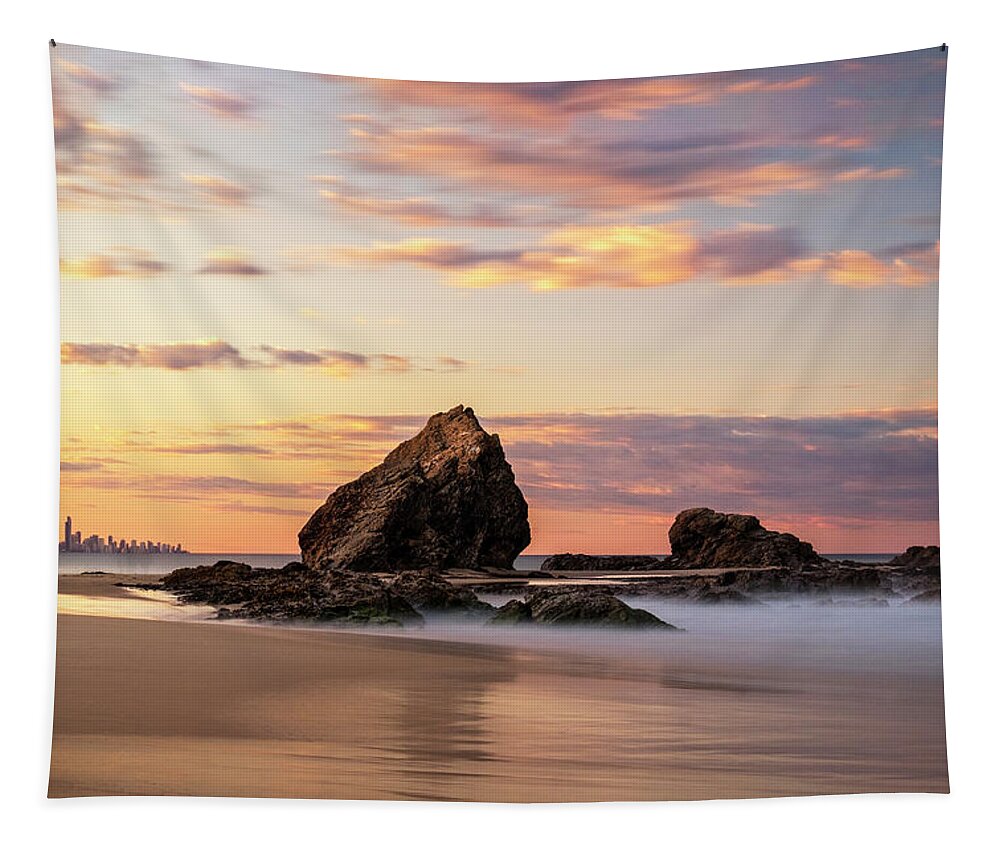 Beach Tapestry featuring the photograph Currumbin Rock by Catherine Reading