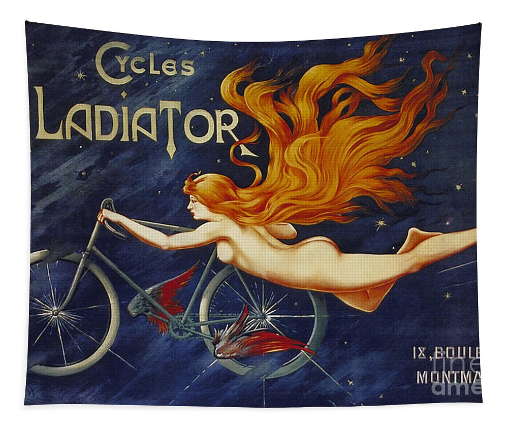 Cycles Gladiator Vintage Cycling Poster Tapestry featuring the digital art Cycles Gladiator vintage cycling poster by Vintage Collectables