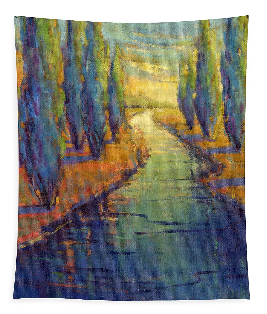 Cypress Tapestry featuring the painting Cypress Reflection by Konnie Kim