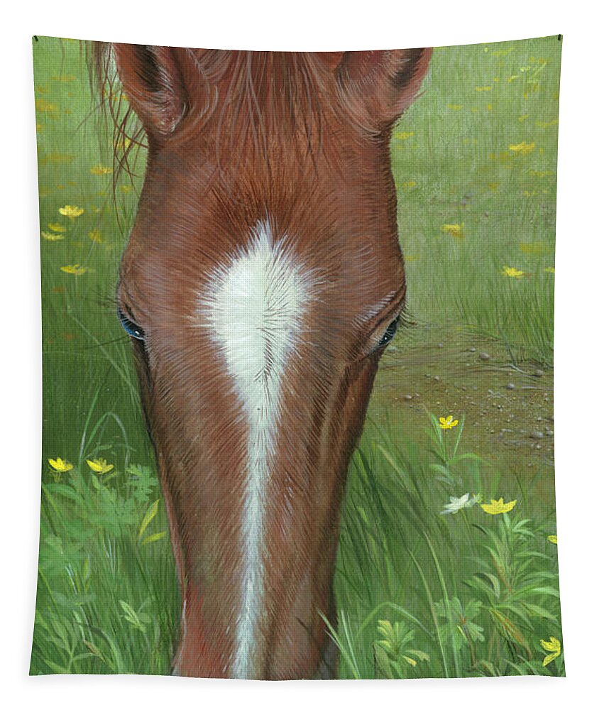 Horse Tapestry featuring the painting Daisy Jane by Mike Brown