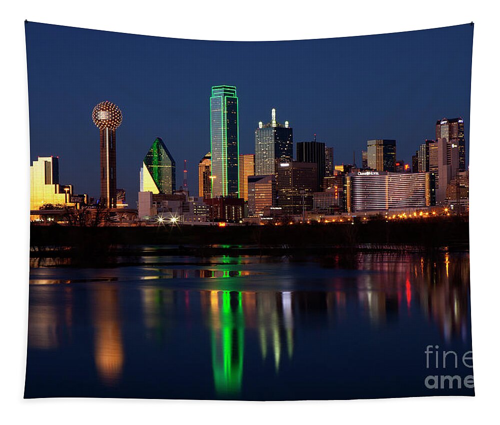 Dallas Tapestry featuring the photograph Dallas, Texas and reflections by Anthony Totah