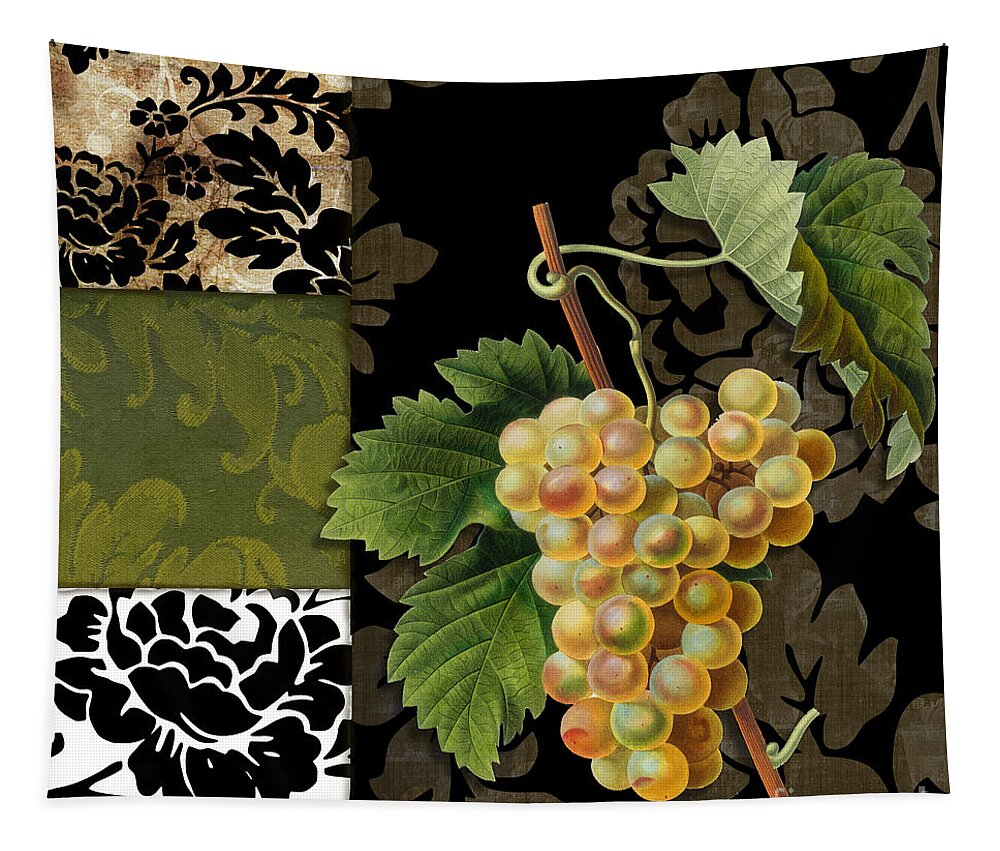 Damask Lerain Tapestry featuring the painting Damask Lerain Wine Grapes by Mindy Sommers