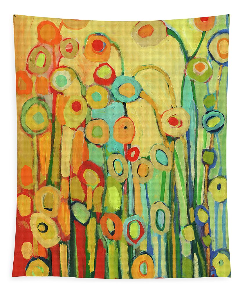 Floral Tapestry featuring the painting Dance of the Flower Pods by Jennifer Lommers
