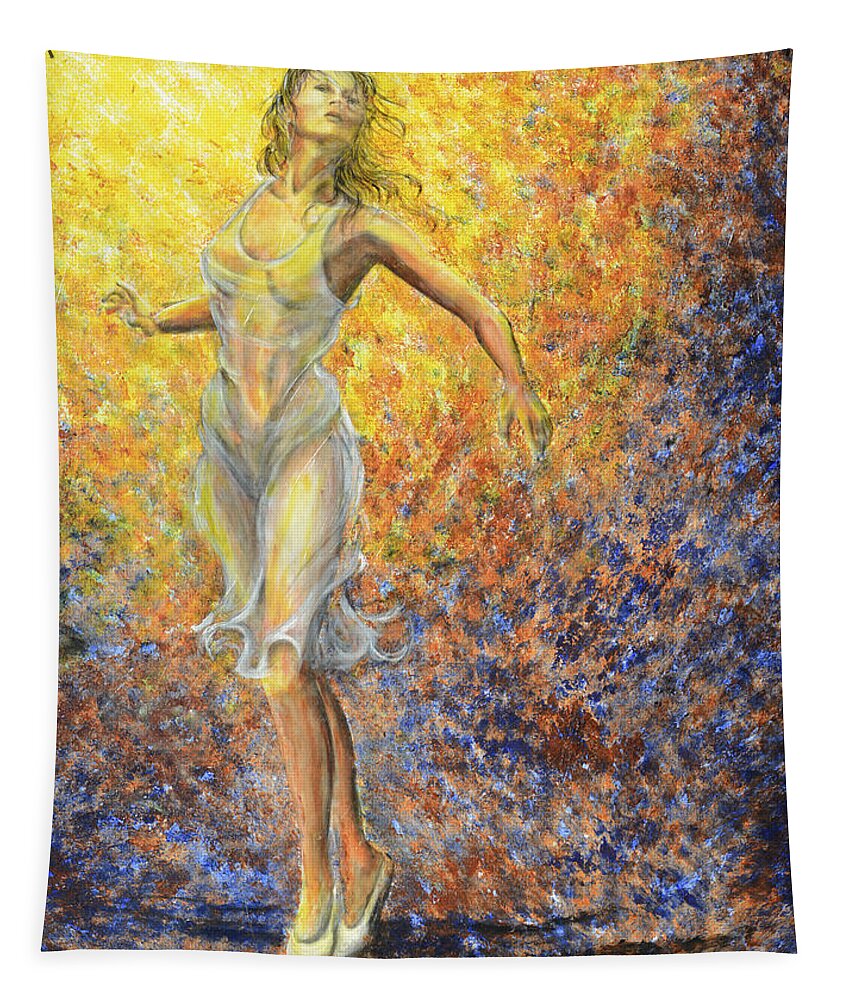 Sensual Dancer Tapestry featuring the painting Dancer Away by Nik Helbig